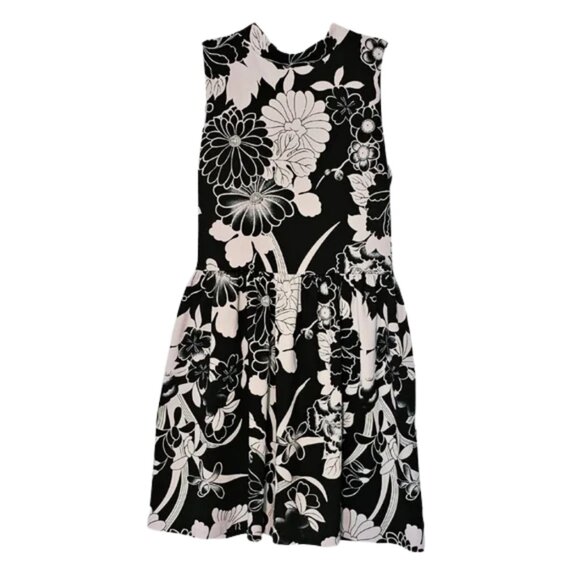 love...ady Dresses & Skirts - Floral High Neck Sleeveless Mini Dress size MEDIUM in black and white